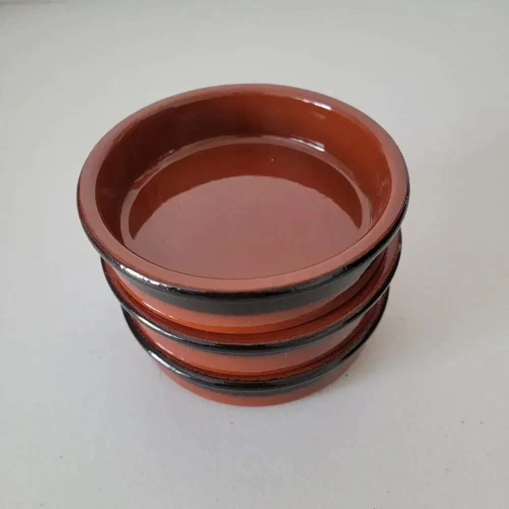 Cermer Glossy Caramel Terracotta Ramekins Set of 3 Small Baking Dishes Rustic